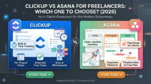 ClickUp vs Asana for freelancers 2026 — which project management tool wins